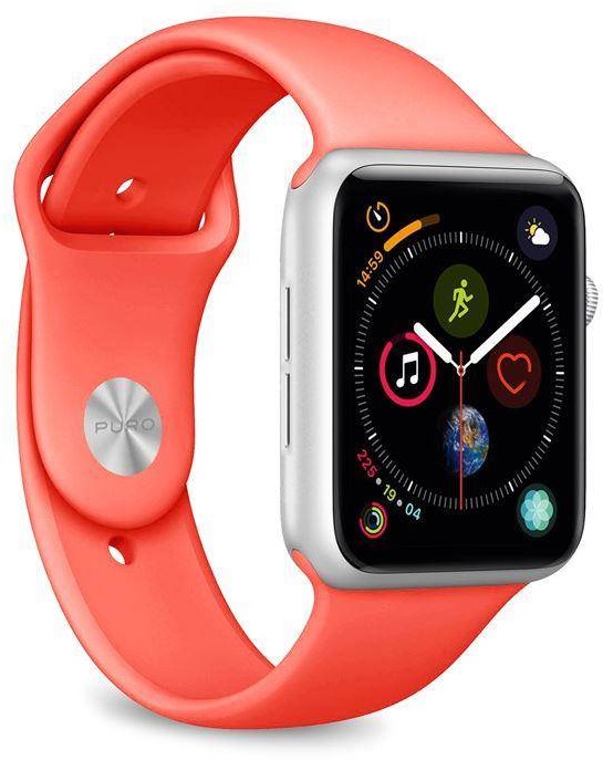 PURO ICON - Elastyczny pasek sportowy do Apple Watch 42/44/45 mm (S/M & M/L) (Living Coral) b2btrade-14414-0