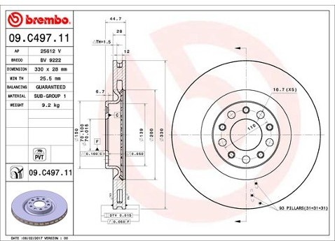 BREMBO Tarcza hamulcowa 09.C497.11