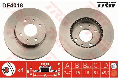 TRW Tarcza hamulcowa DF4018