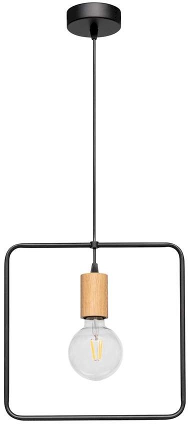 Spotlight Geometryczna LAMPA wisząca CARSTEN WOOD 1651174 metalowa OPRAWA skandynawski ZWIS kwadratowy dąb olejowany czarny 1651174