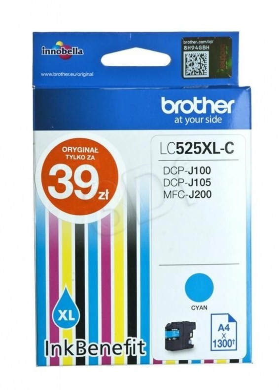 Brother Tusz Brother niebieski LC525XLCAP2=LC-525XLC, 1300 str. EXPBROABR0159