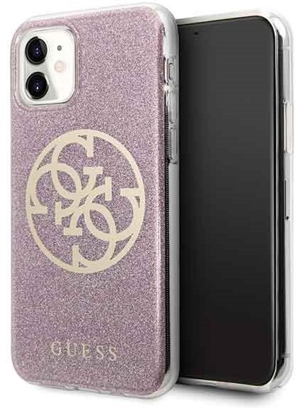 Guess iPhone 11 różowy hard case 4G Circle Glitter GUHCN61PCUGLPI GUHCN61PCUGLPI