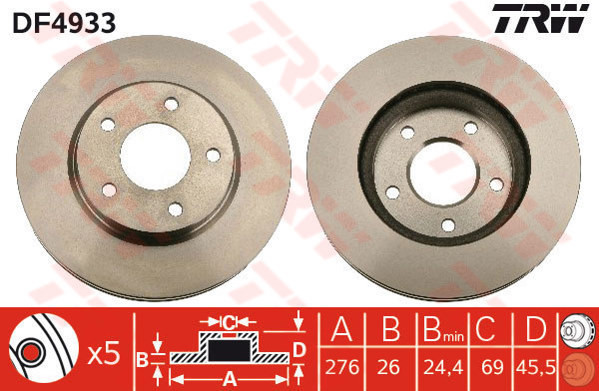 TRW Tarcza hamulcowa DF4933
