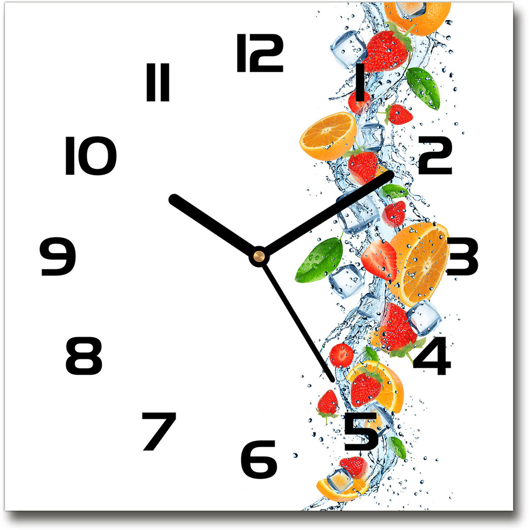 Zegar szklany kwadratowy Owoce z lodem