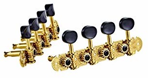 Ortega Guitars ORTEGA Mandolin zestaw mechanizmu strojenia, A-style, deluxe, czarne przyciski, złoty (OTMMADLX-GO) OTMMADLX-GO