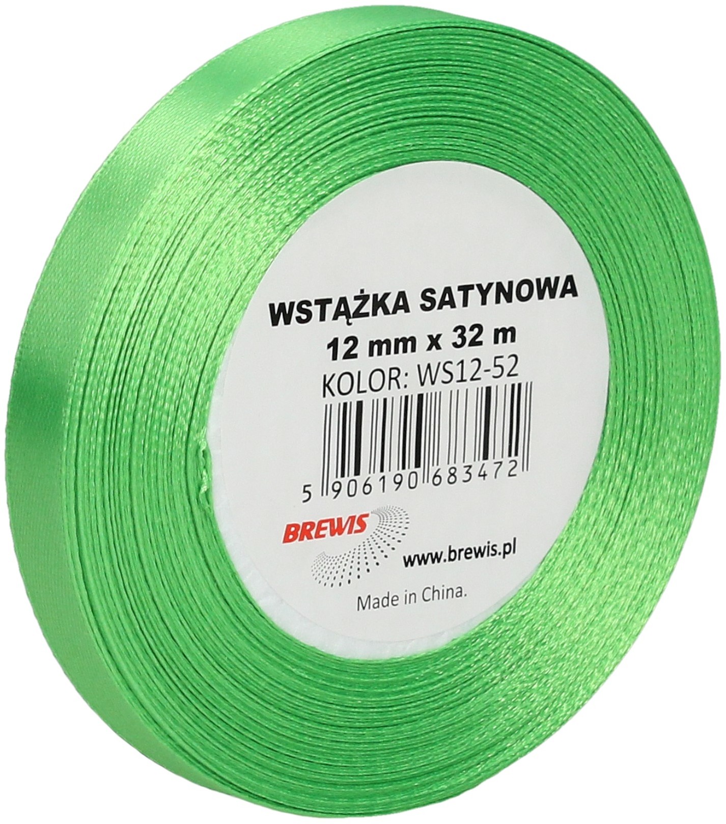 Brewis Wstążka dekoracyjna satynowa 12mm/32m zielona 52