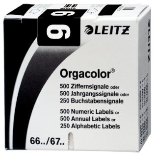 Leitz 66091000 Orgacolor cyfry Signal 9, 500 sztuk, czarna 6609-11-00
