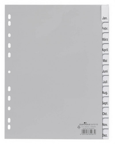 DURABLE Przekładki do segregatora A4 12 stron szare 6410-10