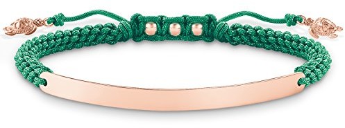 THOMAS SABO Thomas Sabo damska bransoletka Love Bridge 925 srebro wysokiej próby 750 pozłacane Nylon Zielony złota wzrosła o długości od 12 do 19 cm mostek 5 cm lba0057  597  6-l19 V LBA0057-597-6-L19v