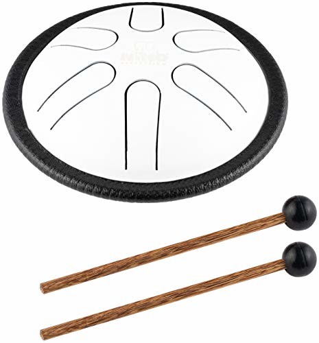 Nino Percussion Percussion Mini Melody stalowy bęben na język z młotkami - dla wszystkich grup wiekowych - łatwe tworzenie piosenek, do muzyki w klasie, 2-letnia gwarancja (NINO980WH) NINO980WH