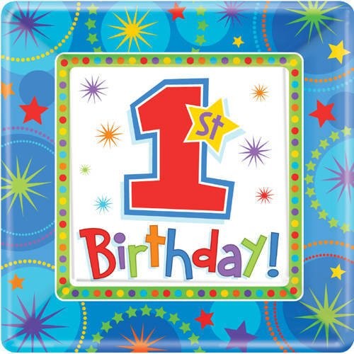 Unbekannt Gwiazdka-talerze papierowe 1. urodziny-Pak 26 cm Niebieski 599292