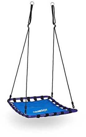 Relaxdays Nest prostokątny na biegunach dla osoby w strefie aktywności na świeżym powietrzu, maks waga: 113 kg, HBT: 153 x 98 x 74 cm, niebiesko-czarny (10020821)