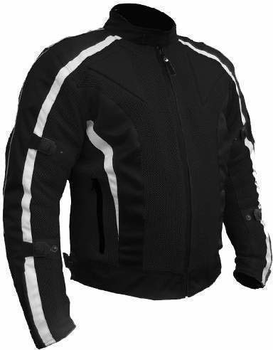 Bikers Gear Australia Gear Australia Chicane lekka letnia kurtka motocyklowa Air Flow Mesh wentylowana z CE 1621-1 zdejmowana pancerz, wodoodporna wkładka Cordura, czarna/biała, UK 46 EU 56 3XL CJ2009WH-3XL
