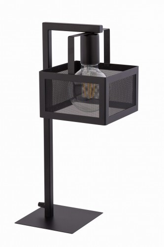 Sigma czarna lampka nocna z kwadratowym kloszem ALBERT 50241 lampa stołowa w stylu loft do sypialni 50241
