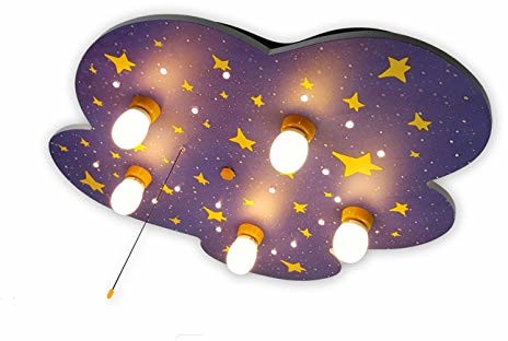 Amazon Nier Mann Standby lampa sufitowa nocnego nieba Echo kompatybilny z ', drewno, E14, 40 W, Multi Color, 74 x 57 x 7 cm 643A