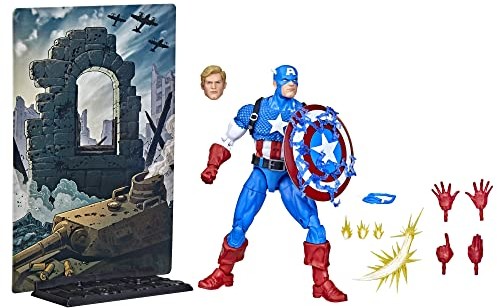 Hasbro Marvel Legends Series 20th Anniversary Series 1 Captain Ameryka, 15 cm figurka akcji do kolekcjonowania z 14 akcesoriami F3439