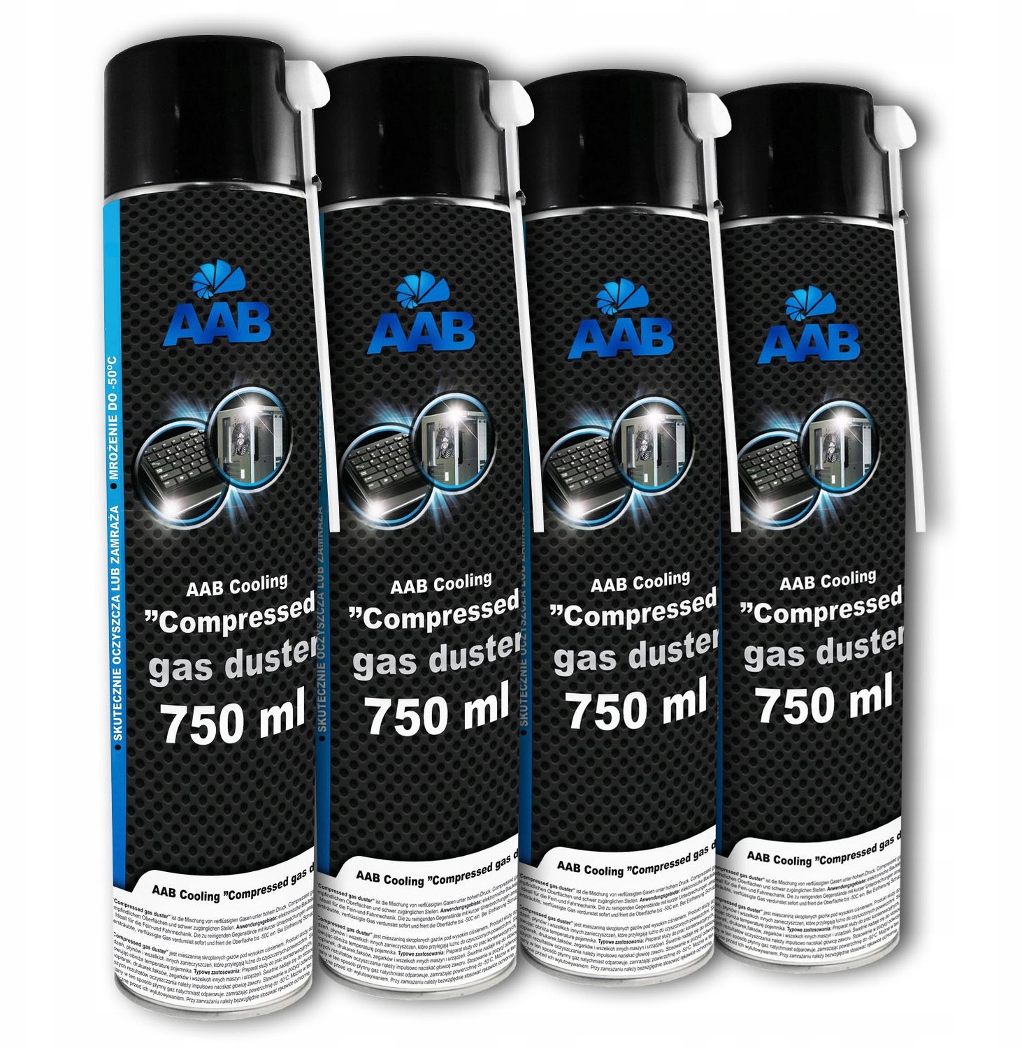 4x Aab Cooling Sprężone Powietrze 750ml + 8x Rurka