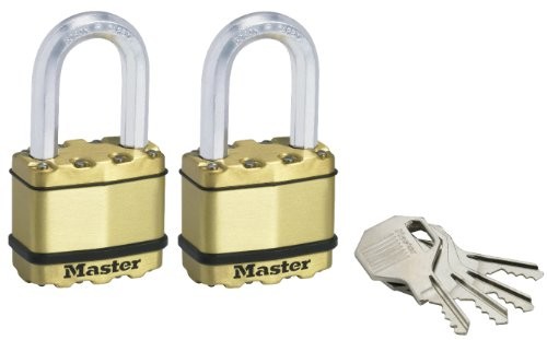 Master Lock Zestaw -częściowy kłódka powłoka ochronna do użytku na zewnątrz wykonana z cynku z mosiądzu, nierdzewny, 50 MM o dużej pojemności do prasowania  kółko na klucze  zapięcie do kabli M5BEURTLF