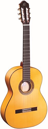 Ortega Gitary R270F tradycyjna seria nylonowa 6-strunowa gitara z solidną górą cedru i korpusem klonowym, połysk R270F
