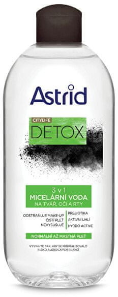 Astrid 3 w 1 Miclear Water dla skóry normalnej i tłustej Citylife Detox 400 ml