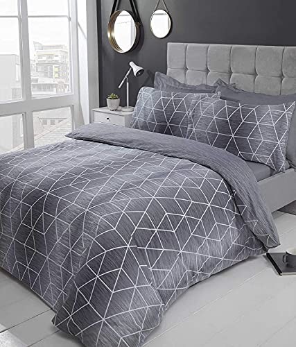 FINEST HOMEWARE CALVIN kształty geometryczne dwustronna poszewka na kołdrę zestaw szary podwójny Calvin Grey Double