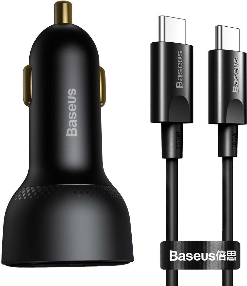 Baseus Ładowarka samochodowa Baseus Superme USB USB-C 100W + kabel USB-C(czarna) TZCCZX-01