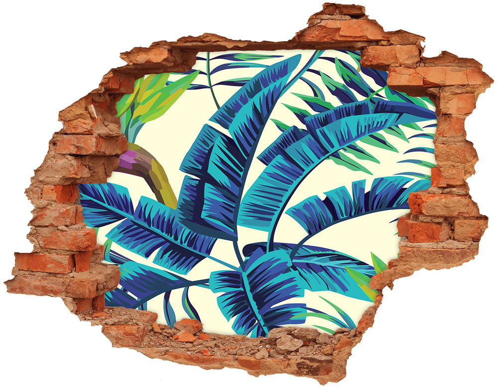 Wallmuralia.pl Naklejka 3D dziura na ścianę samoprzylepna Liście