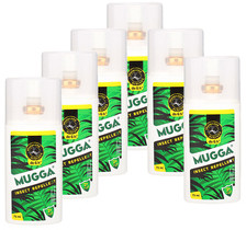 Mugga Zestaw 6szt - Repelent Środek na komary kleszcze i inne owady, spray , 9,4% DEET 75x6) 75x6
