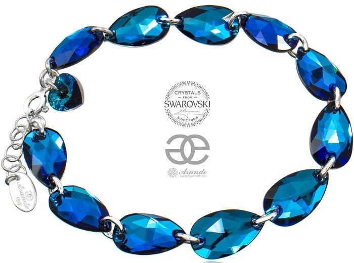 Swarovski Arande Piękna Bransoletka BERMUDA BLUE HEART SREBRO 700364