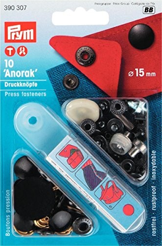 Prym 390307 Anorak napy, 15 mm, czarne 390307