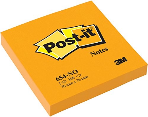 Post-it Karteczki  654 NOR 6 bloki  100 arkuszy, pomarańczowym neonowym (76 X 76 MM) Pomarańczowy neonowy 654NOR