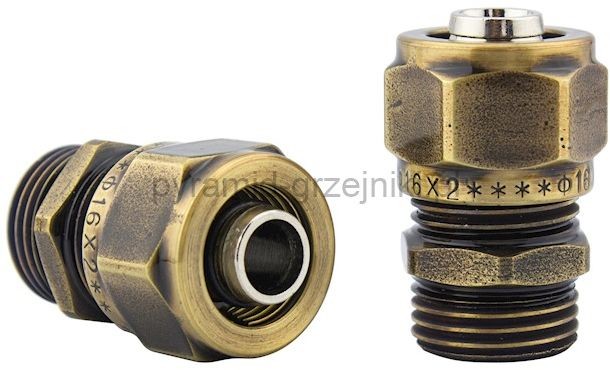 Varioterm Złączka zaciskowa GZ x 1/2 - mosiądz antyczny Pex - alu-pex R187MX048-11