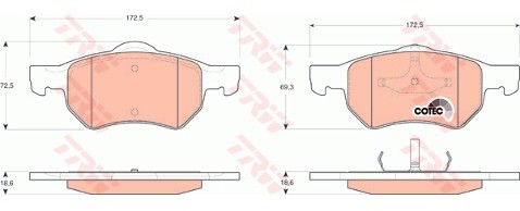 TRW Zestaw klocków hamulcowych, hamulce tarczowe GDB4128