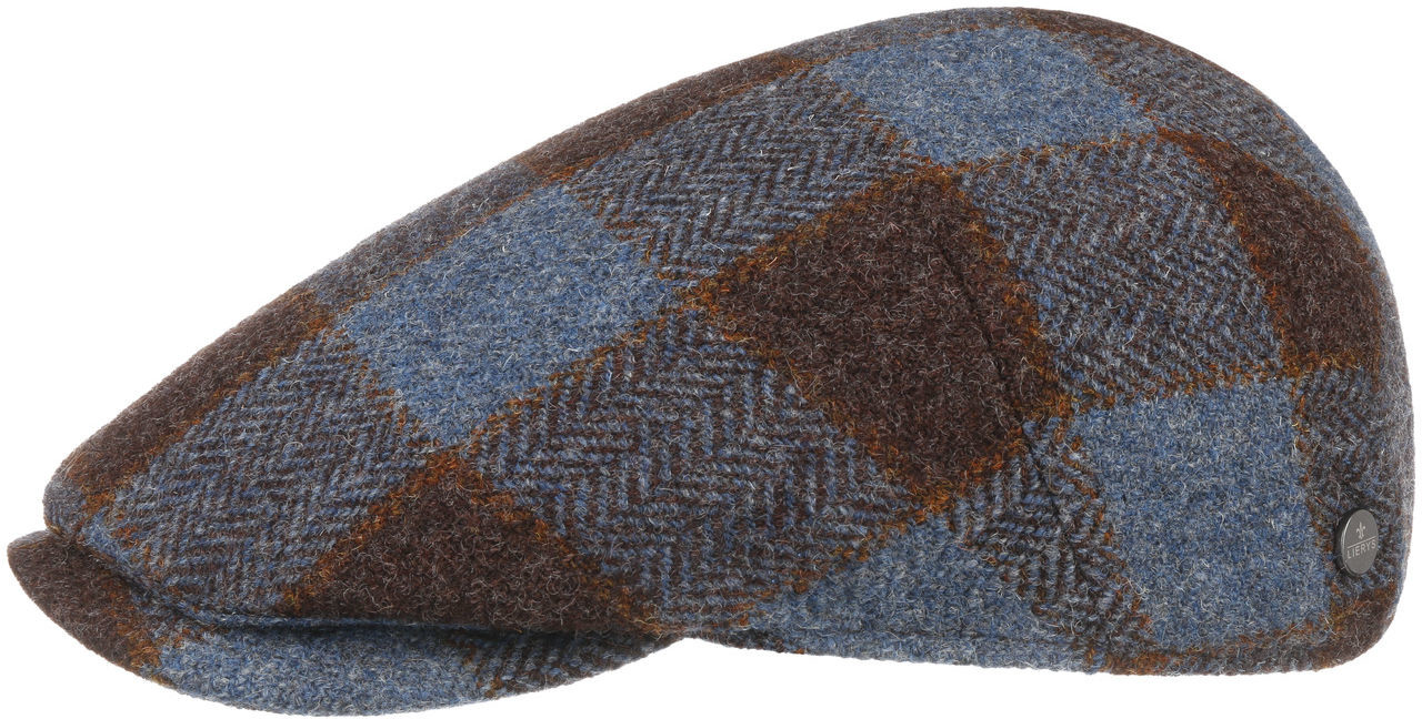 Plaski Kaszkiet Capri Check Virgin Wool by Lierys, brązowo-niebieski, 59 cm