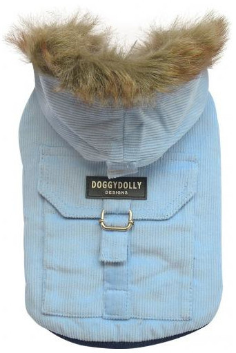Doggy Dolly DOGGY DOLLY Kurtka ze sztruksu z kapturem jasnoniebieska XL 33-35 cm/51-53 cm