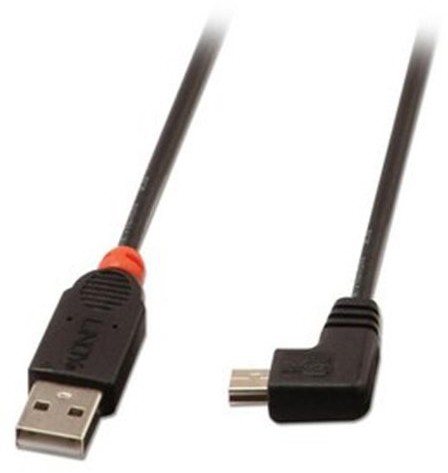 LINDY USB 2.0 kabel typ A/mini-B 90 ° Angled, czarny 2 M 31972