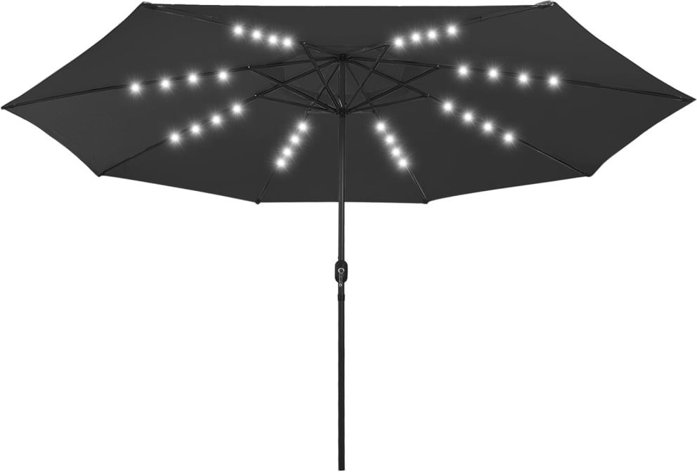 vidaXL Parasol ogrodowy z LED i metalowym słupkiem, 400 cm, czarny 312536