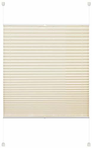 Deco Company plisa do zaciskania, nieprzejrzysta roleta składana, wszystkie elementy montażowe w zestawie, Easyfix plisa napięta dwoma szynami obsługowymi, beżowa, 90 x 130 cm (szer. x wys.)