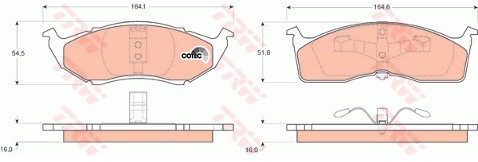 TRW Zestaw klocków hamulcowych, hamulce tarczowe GDB1236