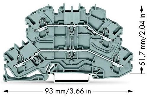 WAGO Terminal przepustowy podwójny WAGO 5.20 mm Sprężynowe Alokacja L L szary 2002-2601 50 szt 2002-2601