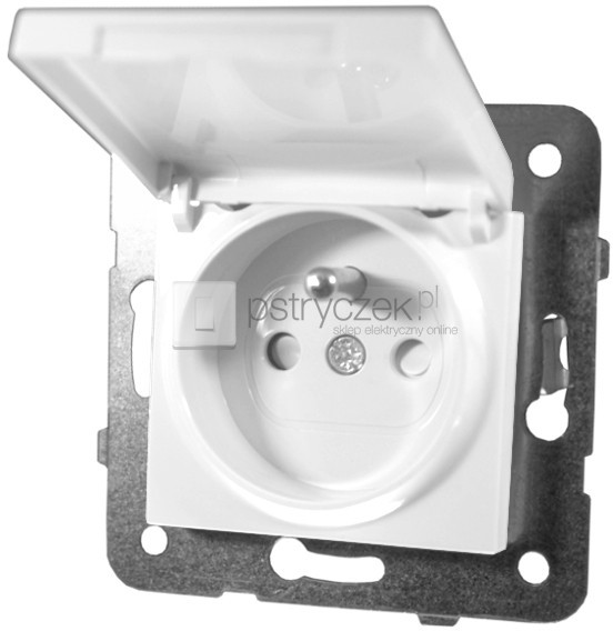 Viko by Panasonic Gniazdo z uziemieniem z klapka z przesłonami styków śrubowe - Karre Biały 90964870