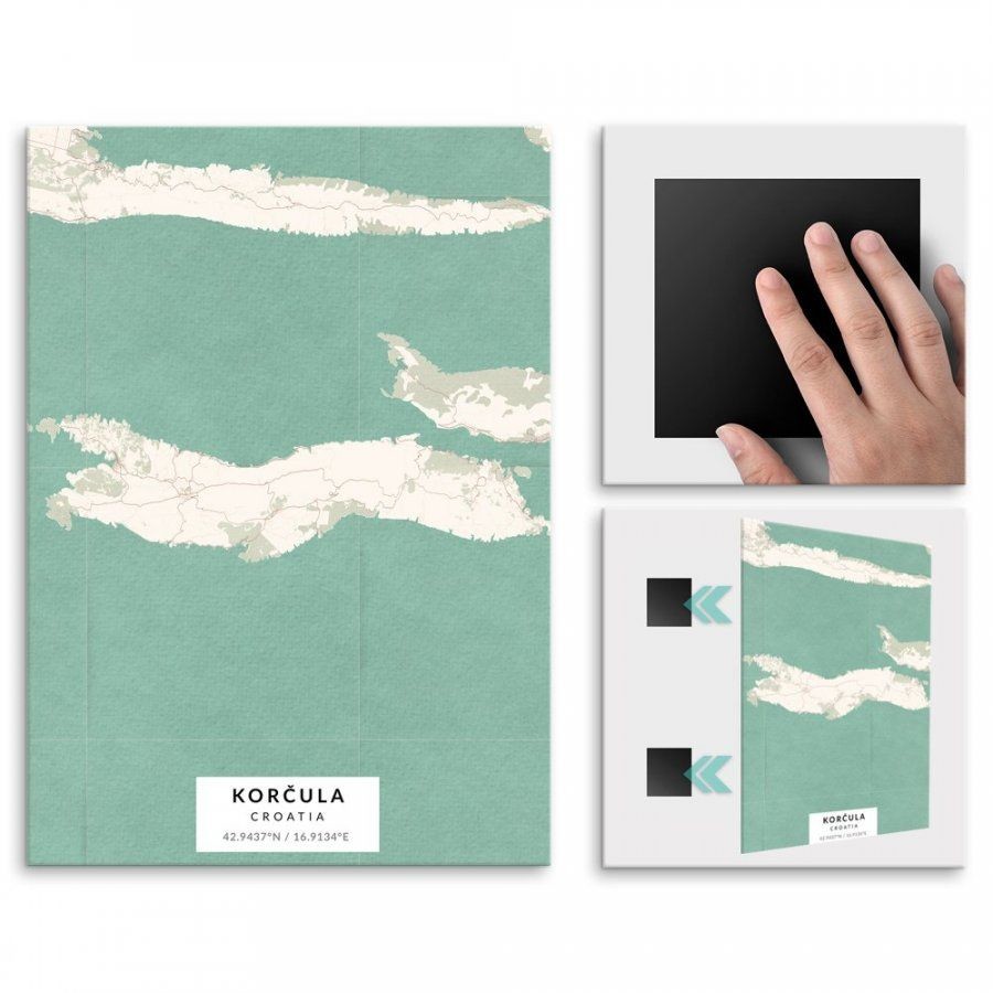Pix4home Plakat metalowy Mapa Vintage Korčula L POS-L-03855
