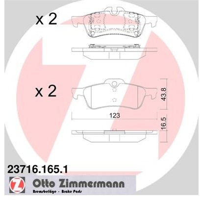 ZIMMERMANN Zestaw klocków hamulcowych, hamulce tarczowe 23716.165.1