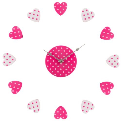 Premier Housewares Zegar ścienny, wyroby rękodzieła, serca, różowy/biały 2200628