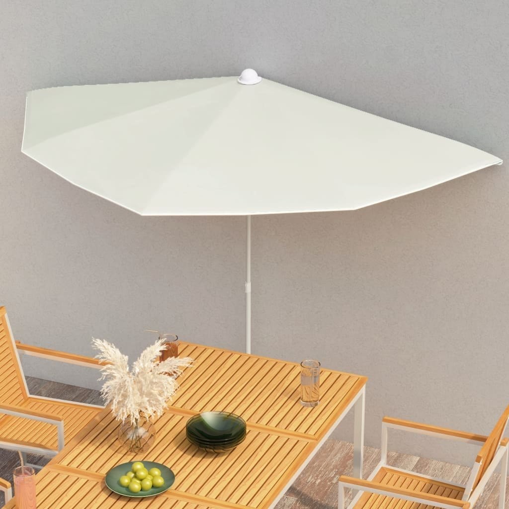 vidaXL Półokrągły parasol ogrodowy na słupku, 180x90 cm, piaskowy 315559