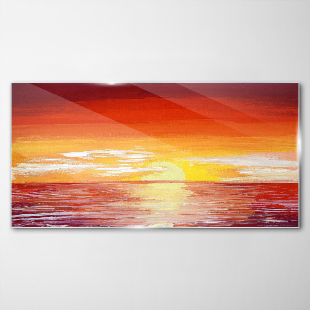 PL Coloray Obraz Szklany morze chmury zachód słońca 100x50cm