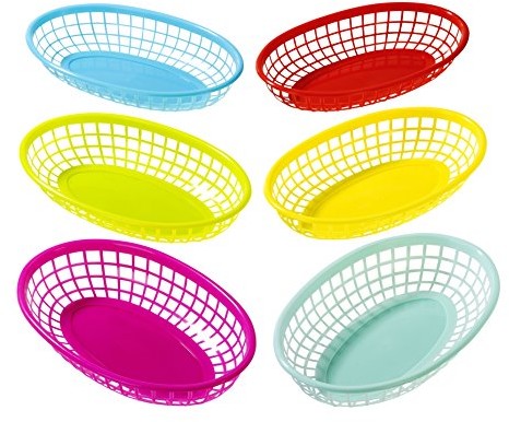 Talking Tables fst4-Basket plastikowe kosze do żywności w 6 kolorach, zestaw 6 szt., tektura, mehrfarben, 15 x 23 x 5.50 cm FST4-BASKET