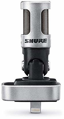 Shure MV88 Cyfrowy Mikrofon Pojemnościowy ze Złączem Lightning do iPhone'a, iPada i iPoda, Szary/Czarny, 3.51 x 2.49 x 6.71 cm MV88