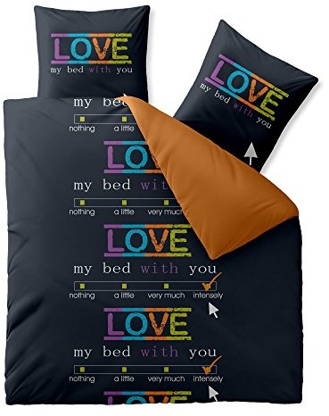 CelinaTex Fashion Love komplet pościeli, różne rozmiary, bawełna renforcé,  Öko-Tex, czarny, 200 x 200 cm