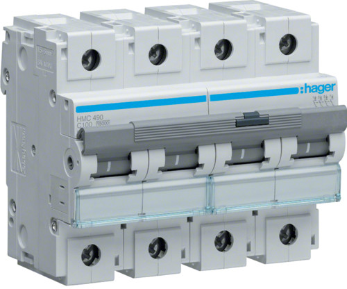 Hager  Wyłącznik-nadprądowy-4P-C-100A-15kA-typ-AC-HMC490 HMC490